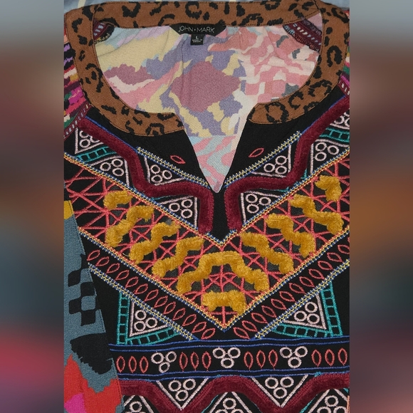 John Mark Patchwork Boho Blouse - Picture 5 of 8